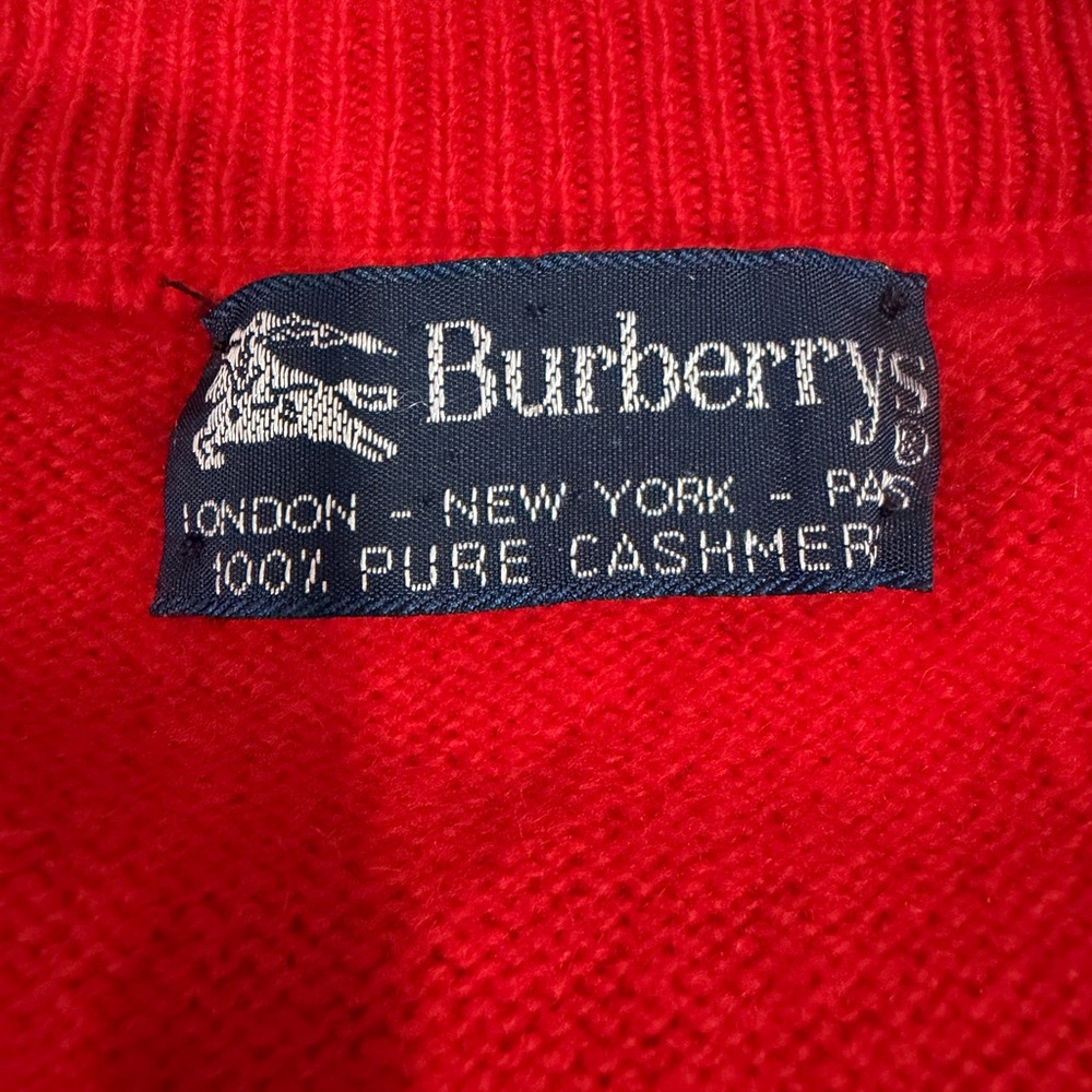 Burberry Men’s Bright Red V-Neck Sweater - Picture 2 of 11